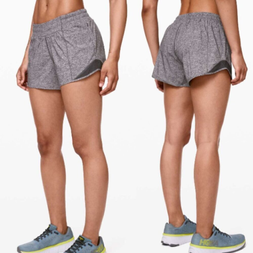 Lululemon Athletica Hotty Hot Short II Long 4" Dark Heather Size 4 1693